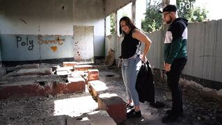 Hot blowjob in the car and cheeky pegging in a public place