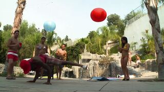 Busty Asian girl gets hard black cock fuck after playing