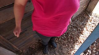 Good girl - breast slapping in the barn