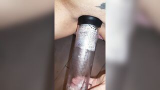 Very swollen pussy loves the penis pump