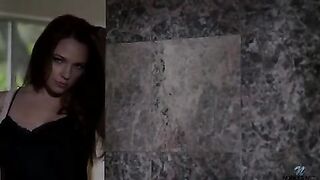 Redhead coed pleasures her pussy hard