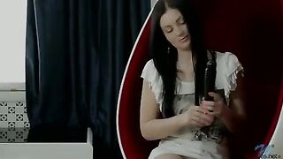 Naughty first timer pounds her tight twat