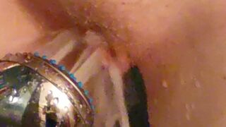 Close-up shower pussy orgasm