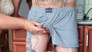 milf jerks off my cock and watches as the cock shoots sperm #2