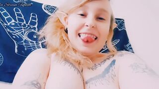 Elf smokes a cigarette and shows tits