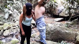 young girl at the waterfall taking it in the ass