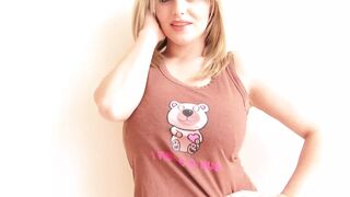 Horny blonde slut with big boobs prepares herself for something nasty