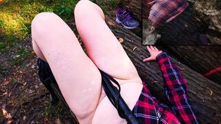 Whip her cunt, ass and tits outdoors in triple view