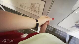 Public - Big booty babe is not interested in museum - She wants a big cock and gives risky Handjob