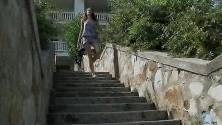 Tall Slender Teen Takes A Swim