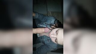 Blowjob on the doorsteps in the entrance of the house