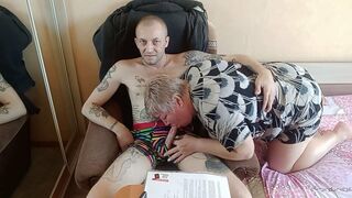 stepmom sucks and jerks off my cock