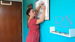 Indian nudist painting Indian pattern - Mandala. Relax music. Naked art workshop. Scene 5