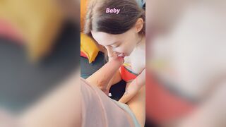 Snapchat - Cute College Babe Gets Mouth Filled With Cum