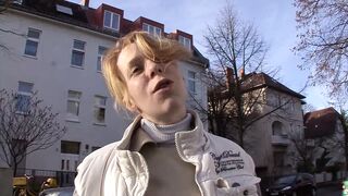 Blond Girl Takes The Cock Of A Chubby Guy