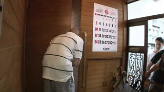 SKINNY BABE SUCKS HUGE COCKS BEFORE A HARD GANG BANG