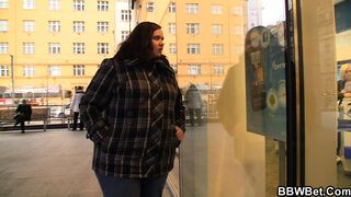 Chubby plumper picked up and fucked from behind