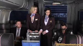 Assfucked CFNM stewardess joins mile high club