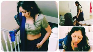 Hindi dirty old man - blowjob cum swallow - saree deepthroat cumshot