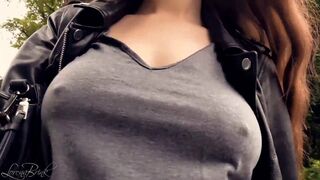 Boobwalk, Gray Shirt, Leather Jacket