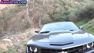 Glam lesbian latex and lingerie ladies anal gaping action