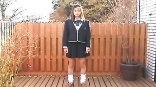 Japanese coed pissing herself and getting screwed