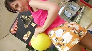 A young girl and her dildo