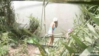 Two teen girls on a boat