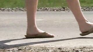 Blonde teen fucking on the rocks