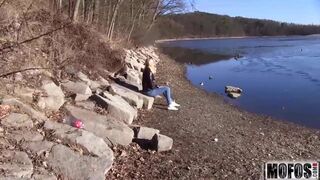 Euro Blonde Bangs Outdoors video starring Nikky Dream