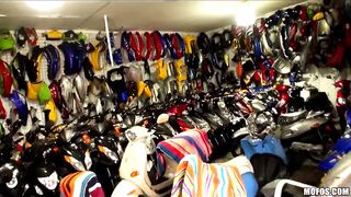 Biker girl with perfect set of tits is fucked doggystyle