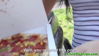 Picked up brunette shows her creampie