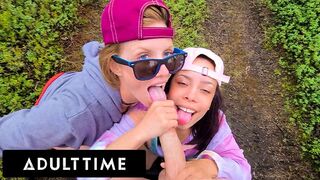 ADULT TIME - POV Hot Poly Wives Take Turns Sucking Dick And Fucking In The Wilderness