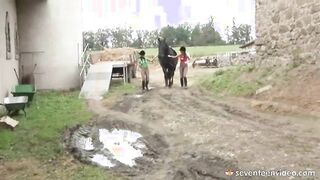 Lesbian teens in the stable