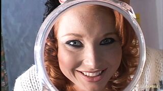 Natural Redhead Licked and Fucked by Two Horny Dudes Simultaneously