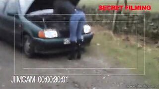 Dressed in stockings and high heels