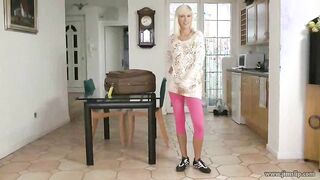 Banana eating blonde