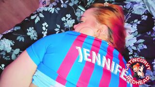 Redhead Stepsister Fucks Her Stepbrother in Fc Barcelona Shirt After Losing in Fifa