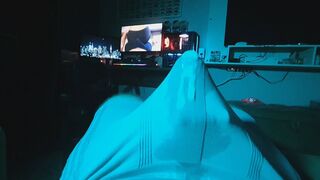 Solo masturbating with 3 vibrators simultaneously