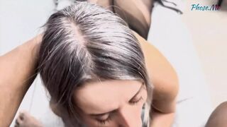 Britney Sucks Black Cock for a Job Wearing Black Pantyhose