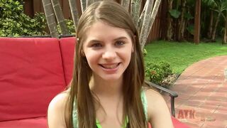 Alice March Goes Outside to Manually Work Her Sweet Young Pussy for a Poolside Orgasm