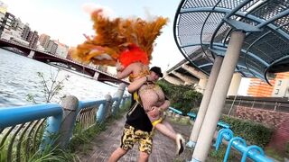 Part 1. Picking up a gal who is too erotic in samba! Their eyes are glued to the asses spilling out of the netting!