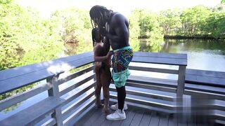 Fucking Petite Ebony in Park