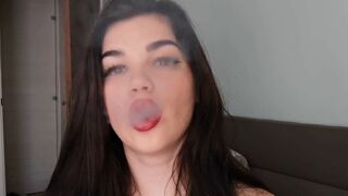 Gorgeous Girl Smoking Face Close-up