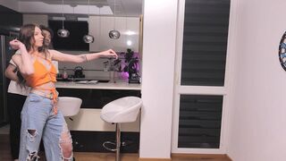 A Sexy Strip Dart Game with a Hot, Big Tits Brunette