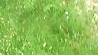 Blond girl gets fucked in the garden