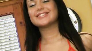 Masturbating in the kitchen