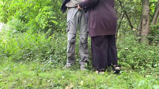 Fingering my mother in law's ass while she strokes my cock in the park