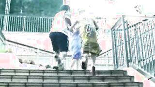 Blow job on the stairs