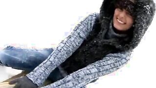 Big boobs in the snow